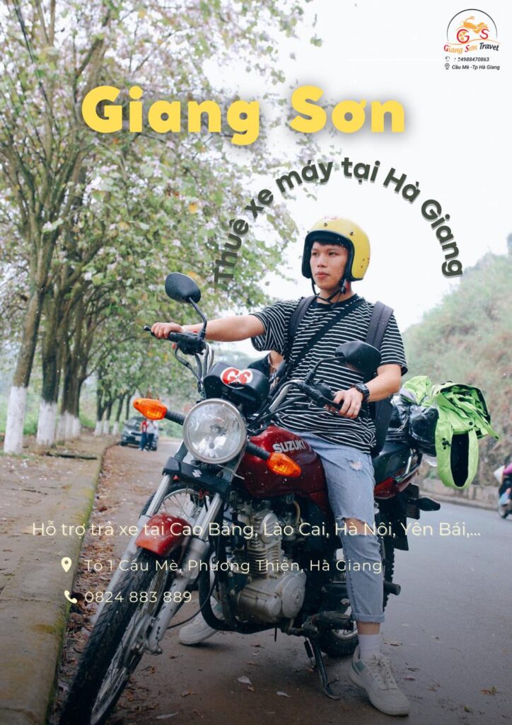 Photos show a customer of Giang Son mototbike rental